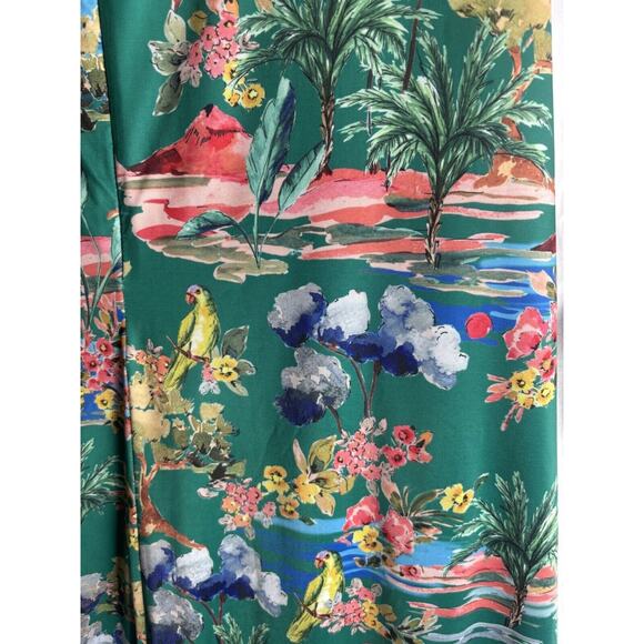 Yumi Sheath Party Cocktail Dress Green Garden Bird Floral Wedding Guest Size 20 - Picture 8 of 13